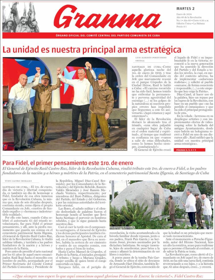 Portada de Granma (Cuba)