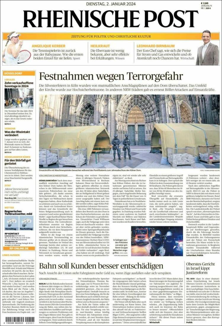 Portada de Rheinische Post (Alemania)