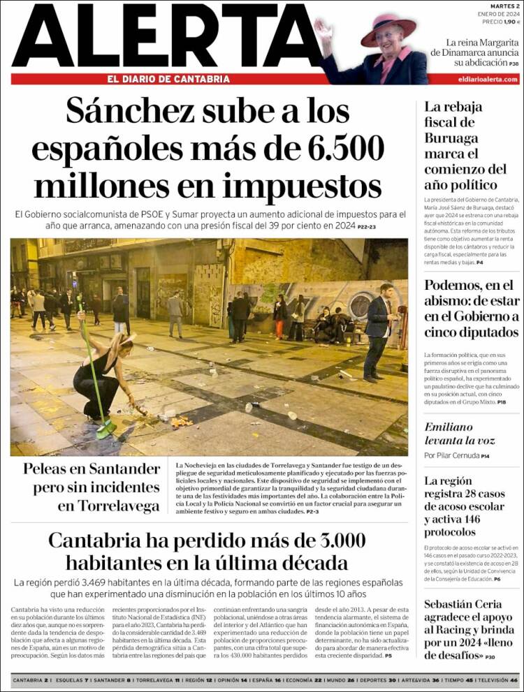 Portada de Alerta - El Diario de Cantabria (España)