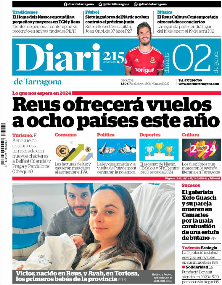 Portada de Diari de Tarragona (España)