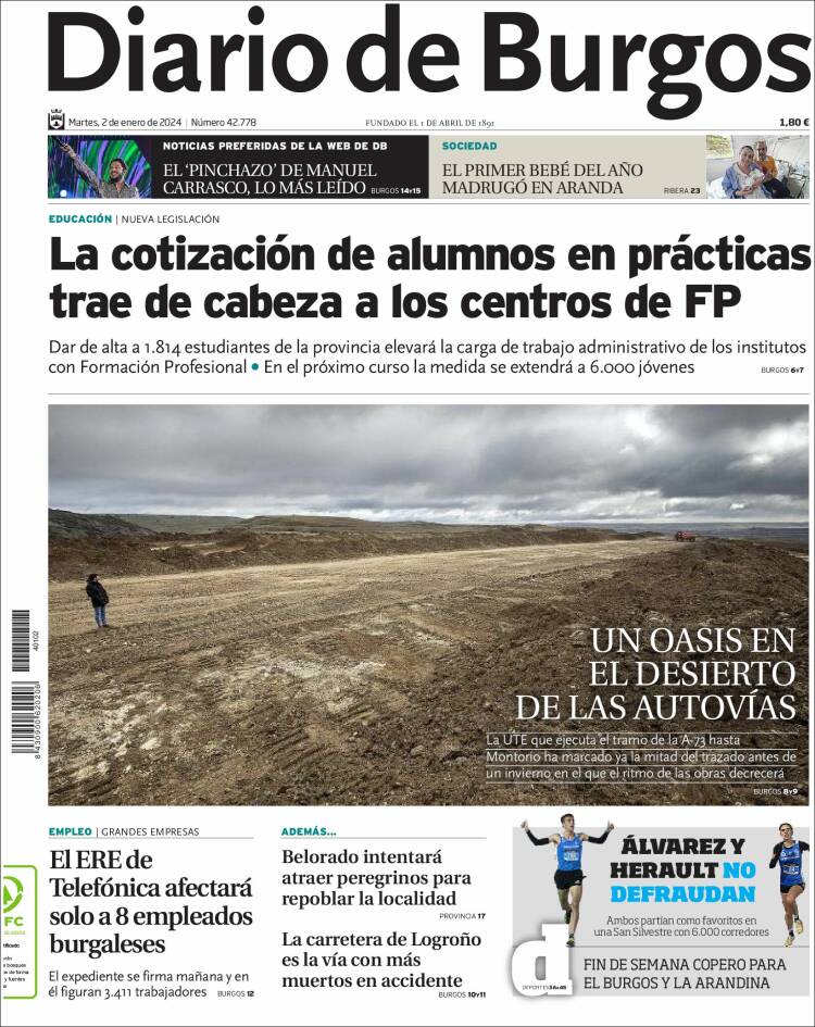 Portada de Diario de Burgos (España)