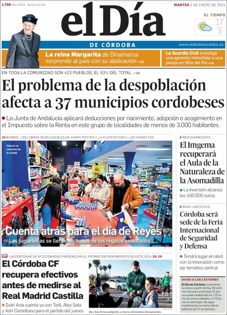 Portada de El Día de Córdoba (España)