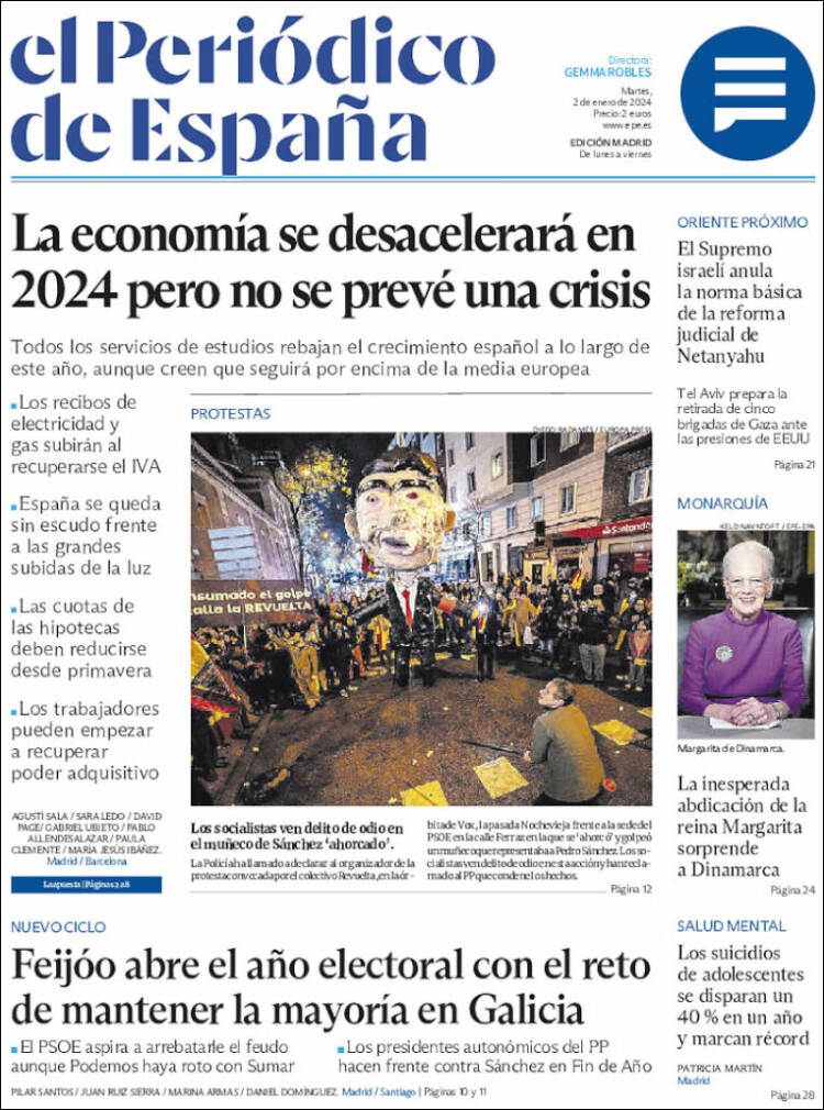 Portada de El Periódico de España (España)