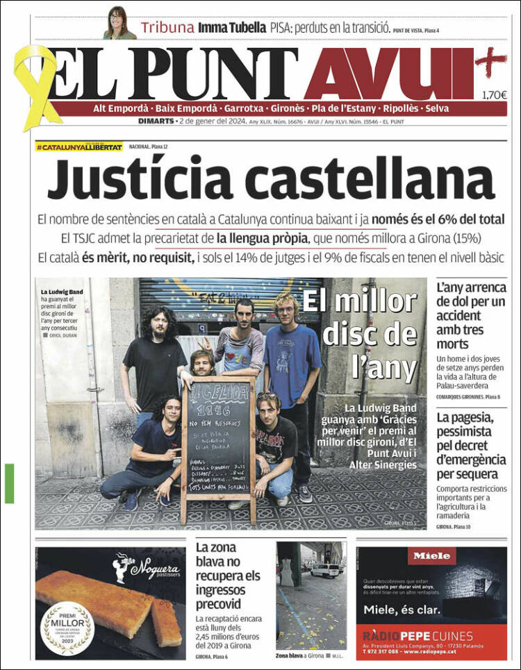 Portada de El Punt Avui - Girona (España)