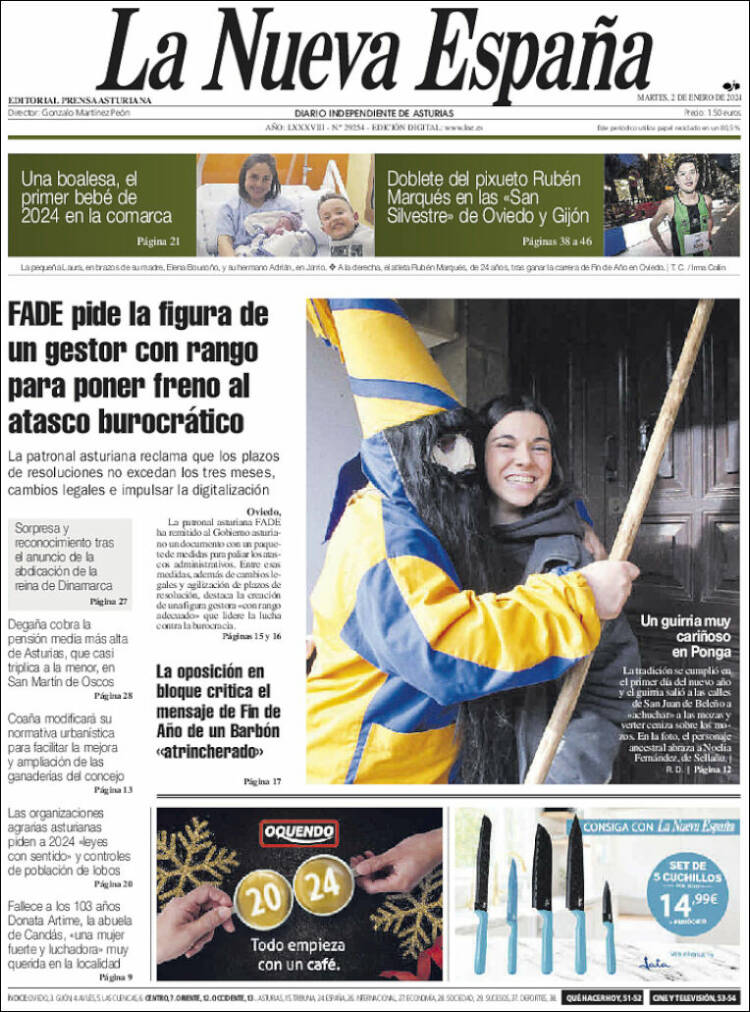 Portada de La Nueva España (España)