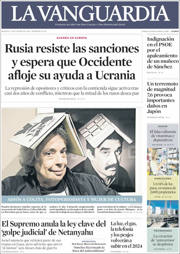 Portada de La Vanguardia (España)