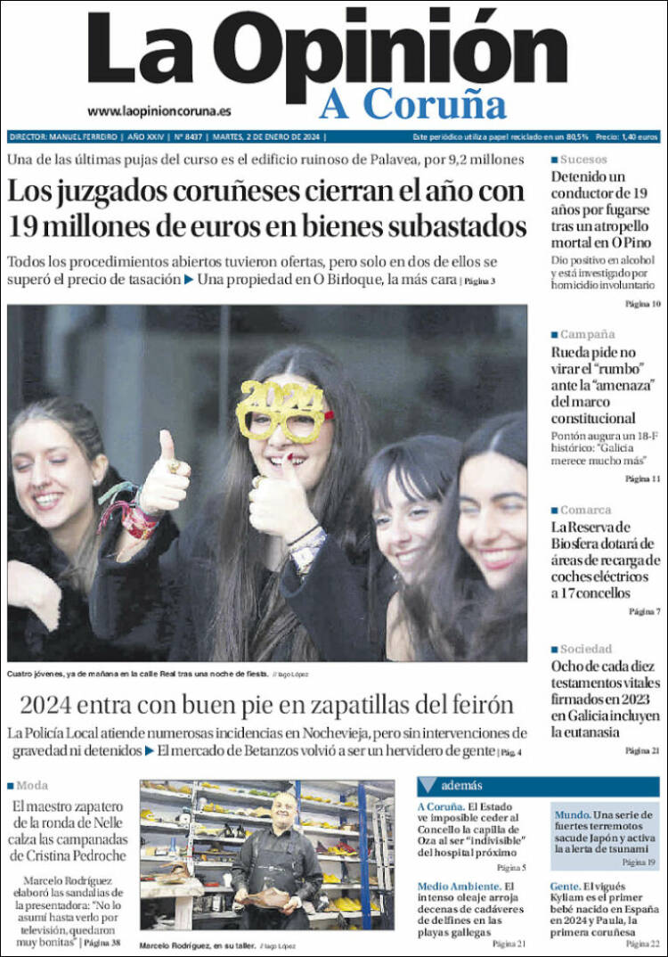 Portada de La Opinión de A Coruña (España)