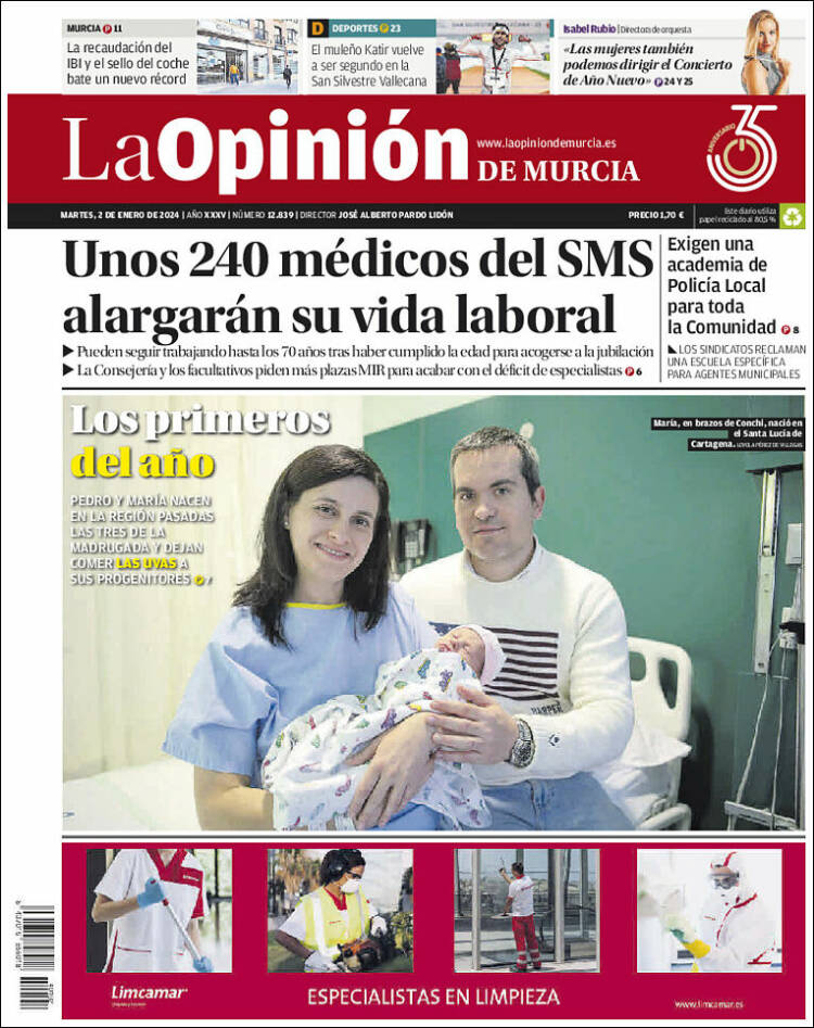 Portada de La Opinión de Murcia (España)