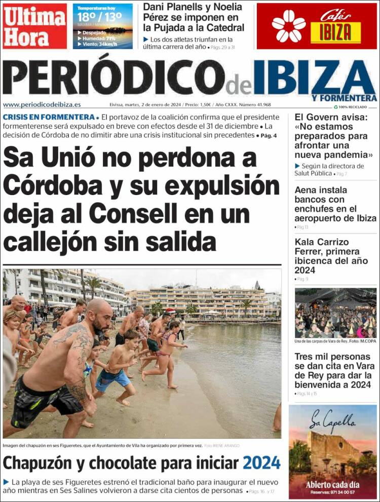 Portada de Periódico de Ibiza (España)