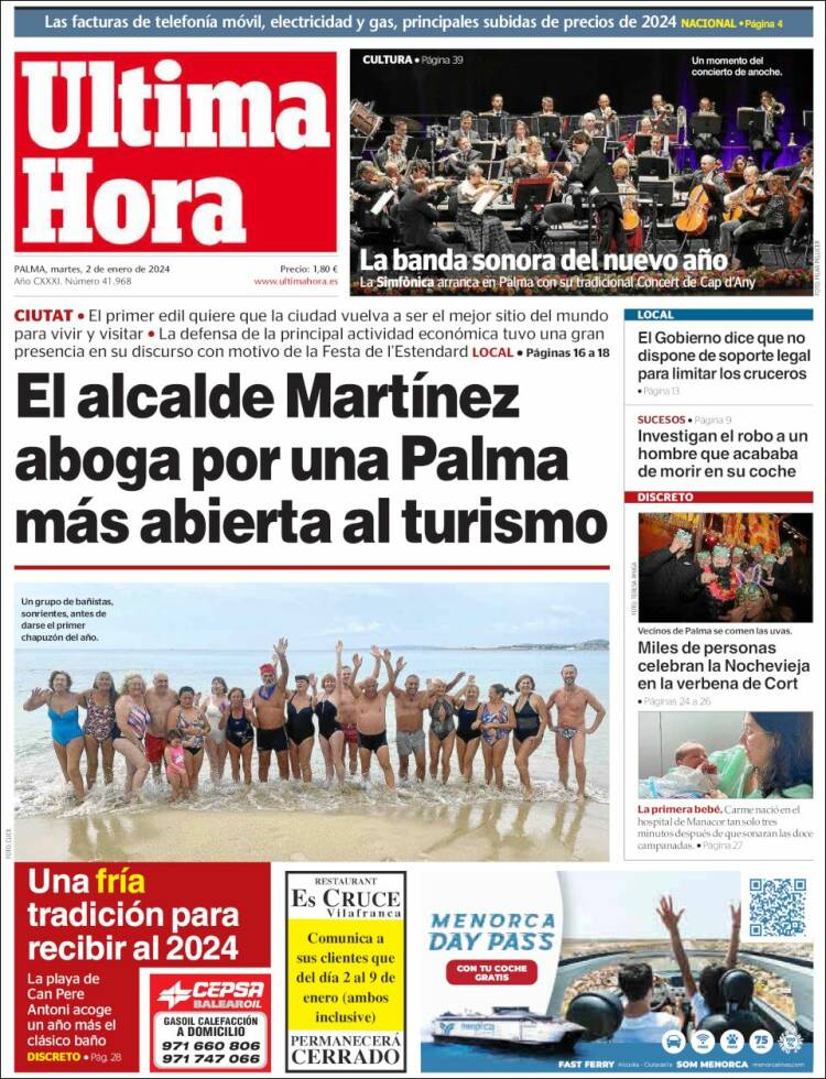 Portada de Última Hora (España)