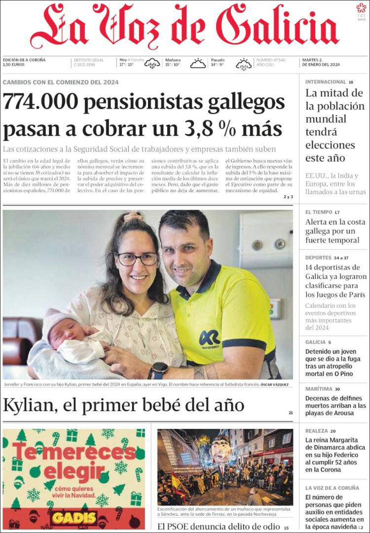 Portada de La Voz de Galicia (España)