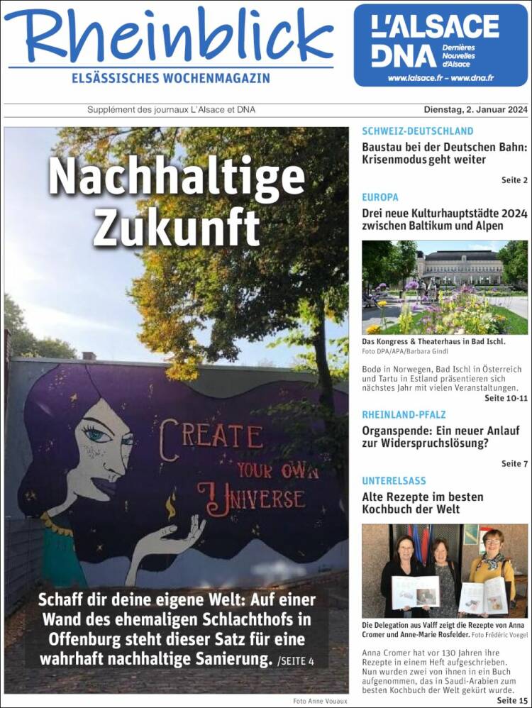 Portada de Journal L'Alsace (Francia)