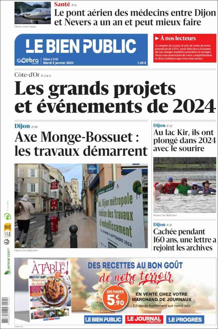 Portada de Le Bien Public (Francia)