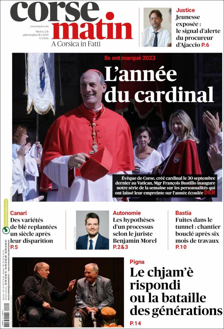 Portada de Corse-Matin (Francia)
