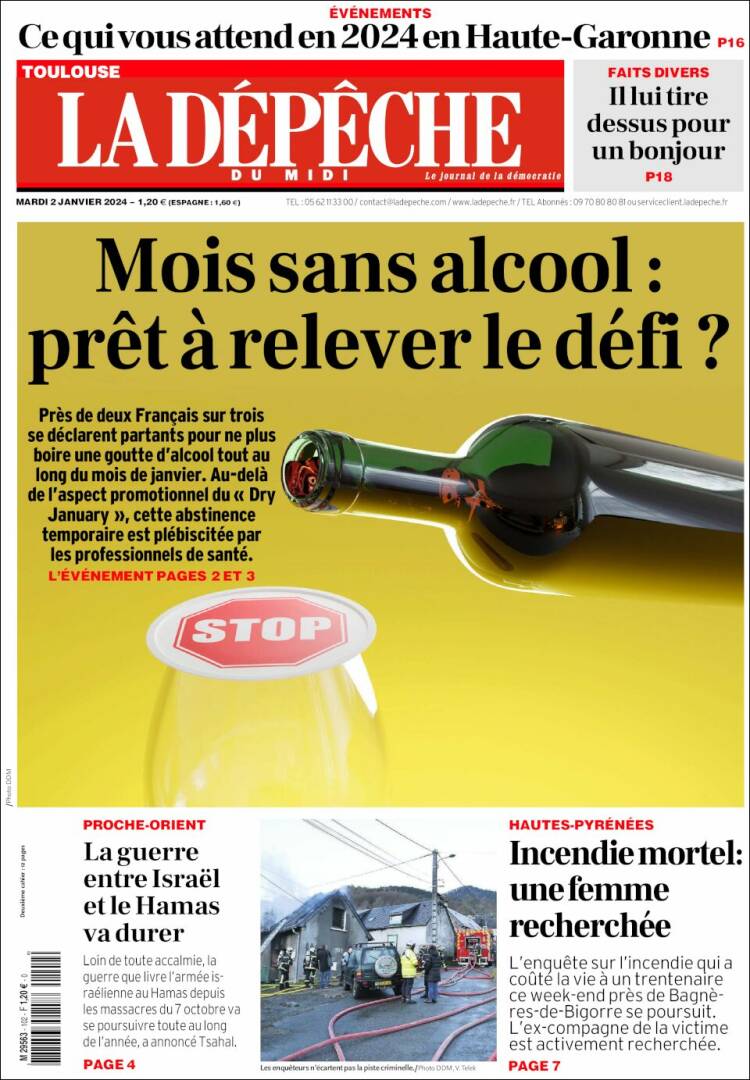 Portada de La Dépêche du Midi (Francia)