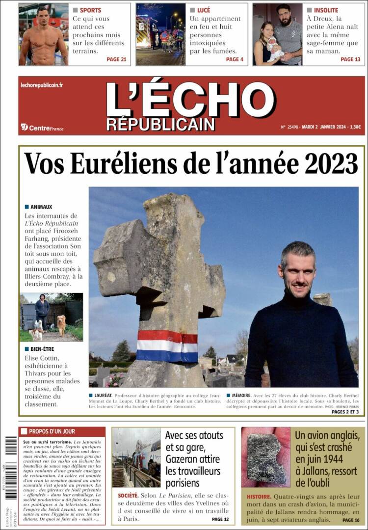 Portada de L'Echo Républicain (Francia)