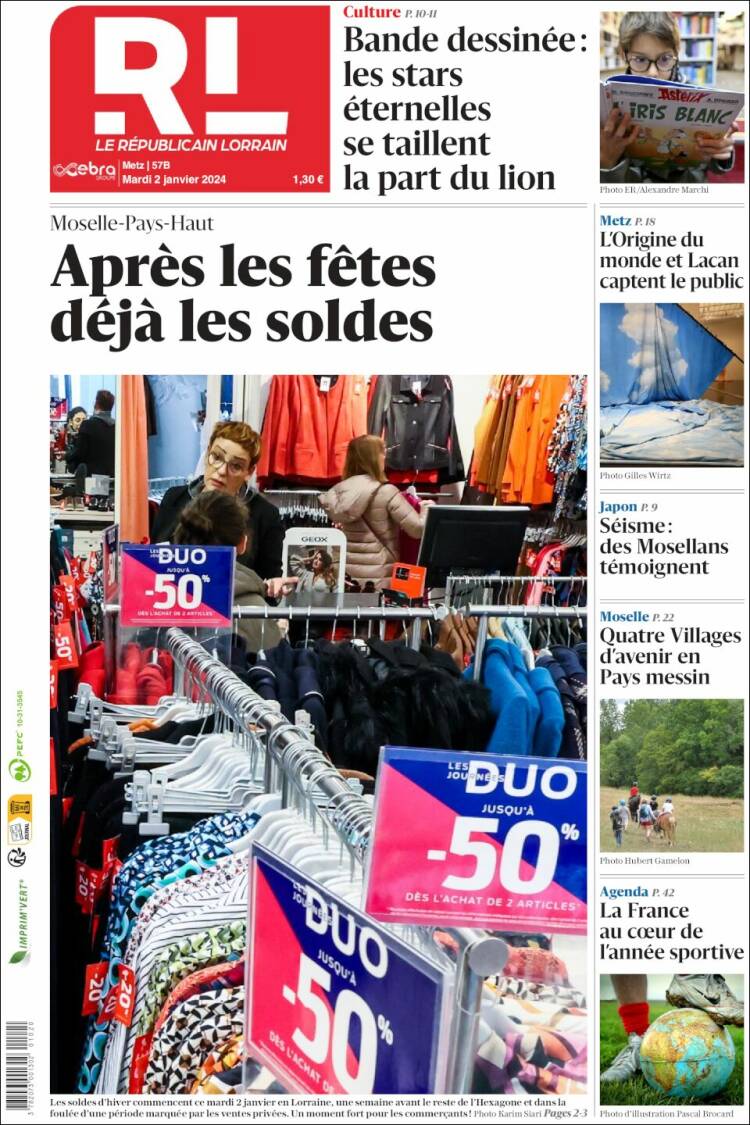 Portada de Le Republicain Lorrain (Francia)