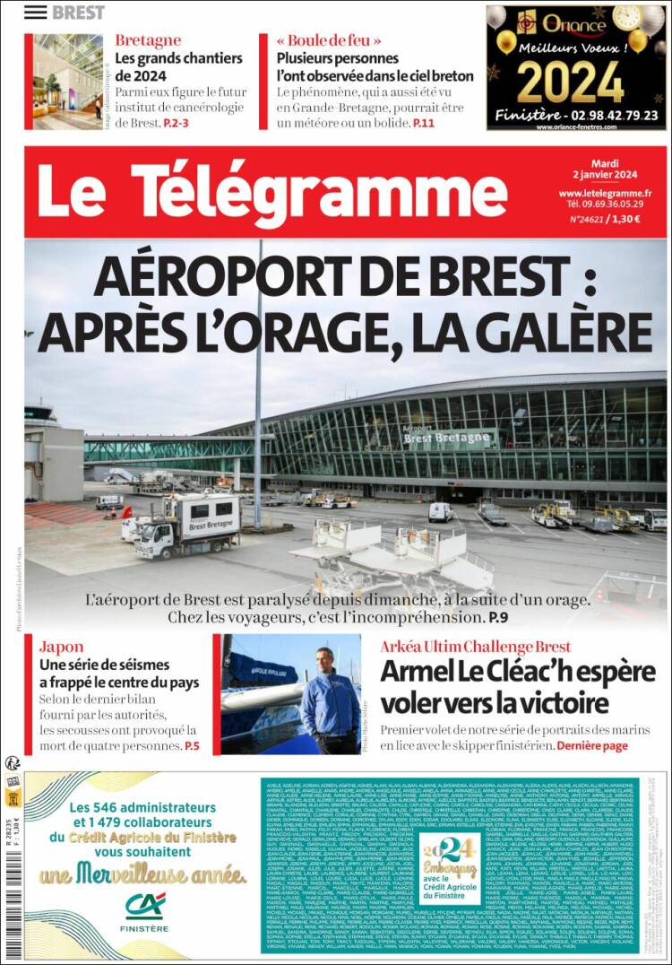 Portada de Télégramme (Francia)