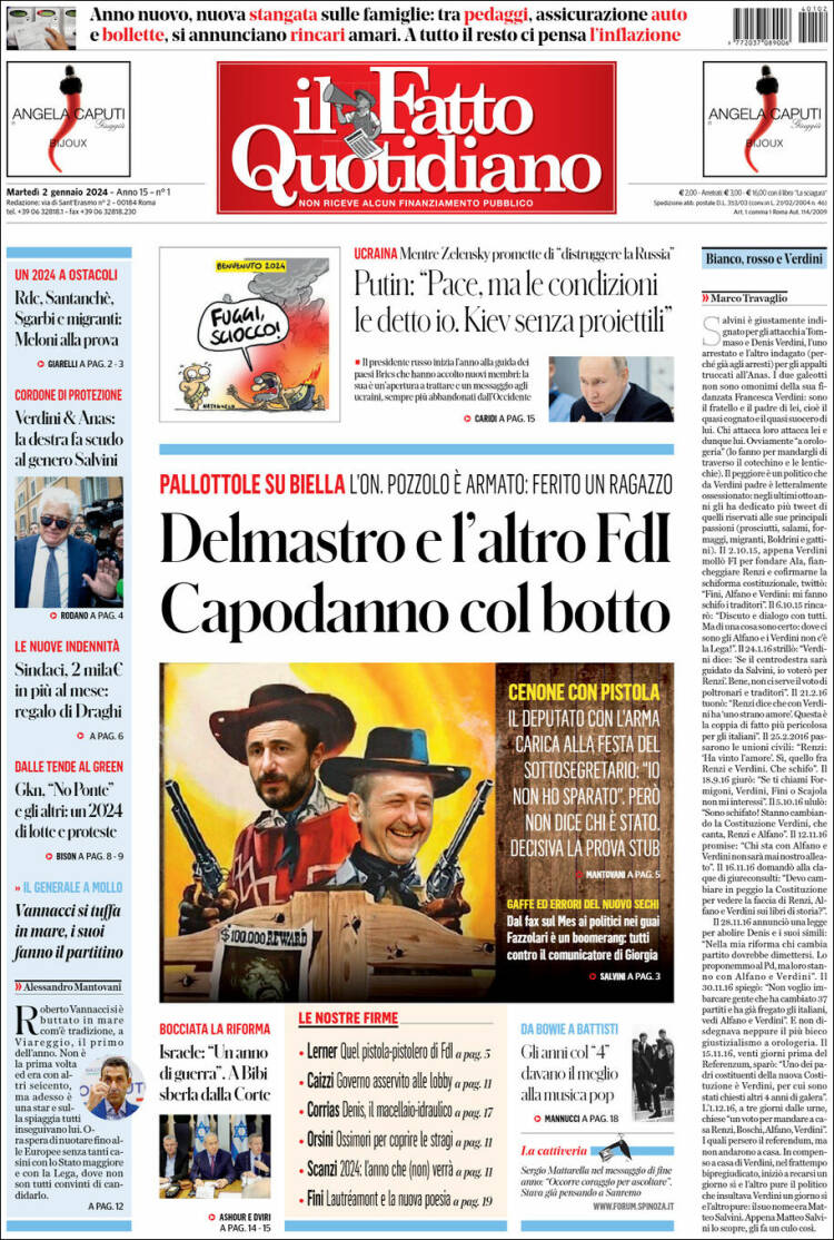 Portada de Il Fatto Quotidiano (Italia)