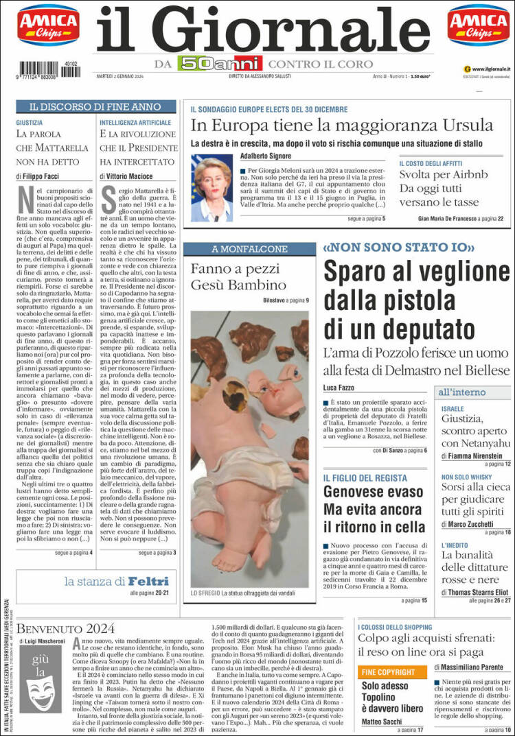 Portada de il Giornale (Italia)