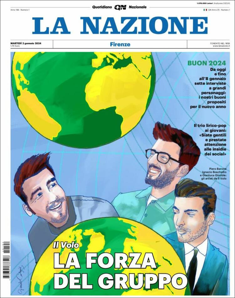 Portada de La Nazione (Italia)