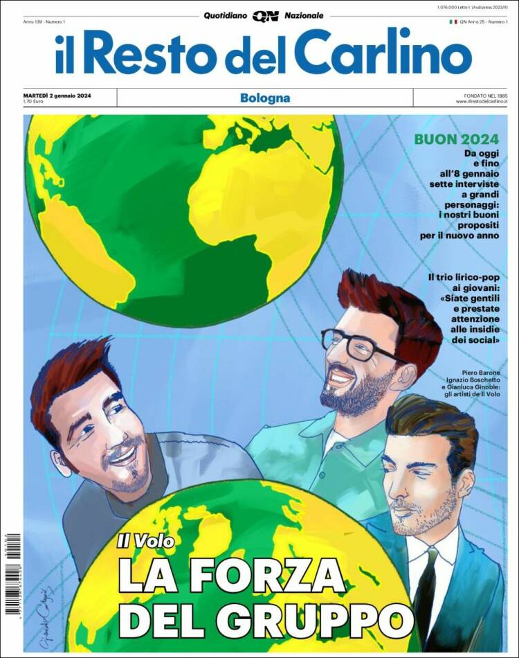 Portada de Il Resto del Carlino (Italia)
