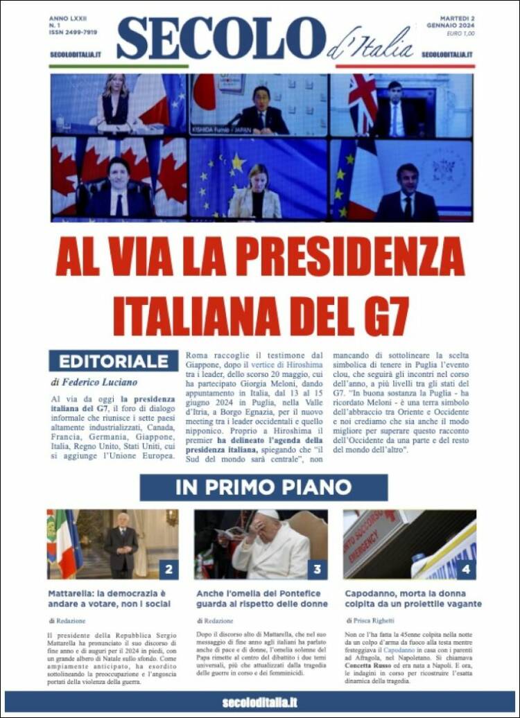 Portada de Secolo d'Italia (Italia)