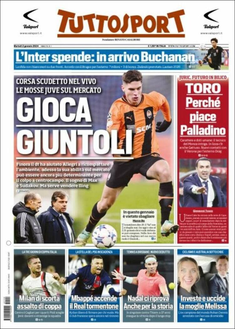 Portada de Tuttosport (Italia)