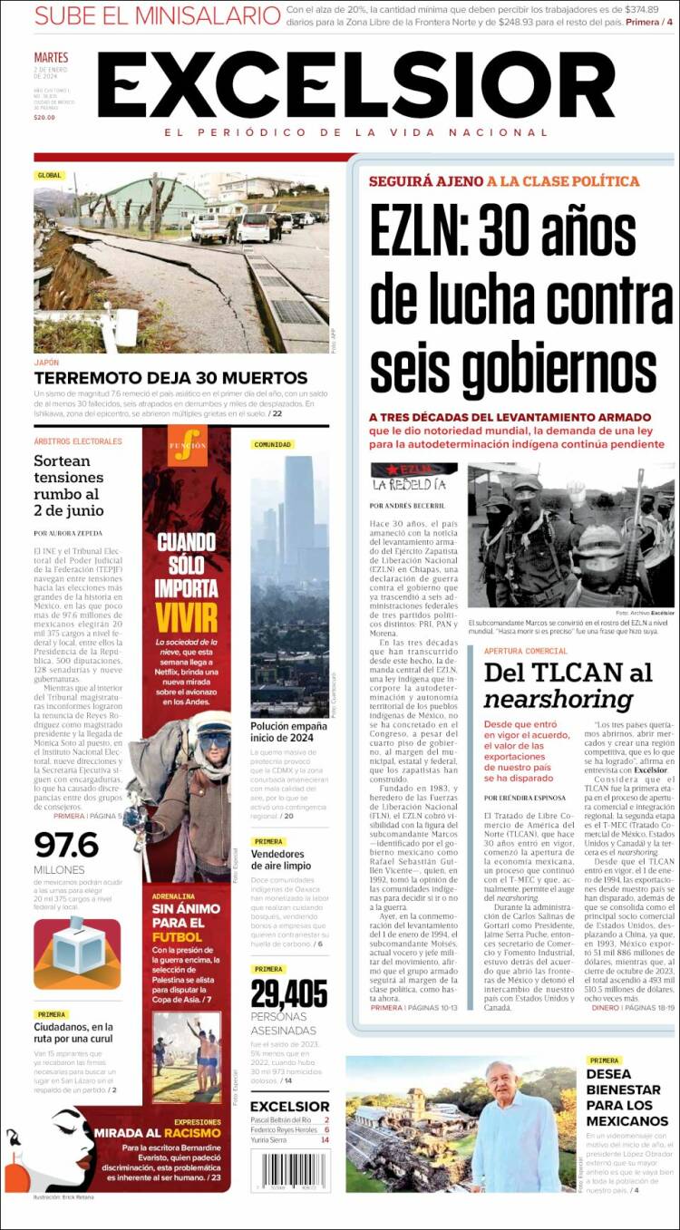 Portada de Excelsior (M&eacute;xico)