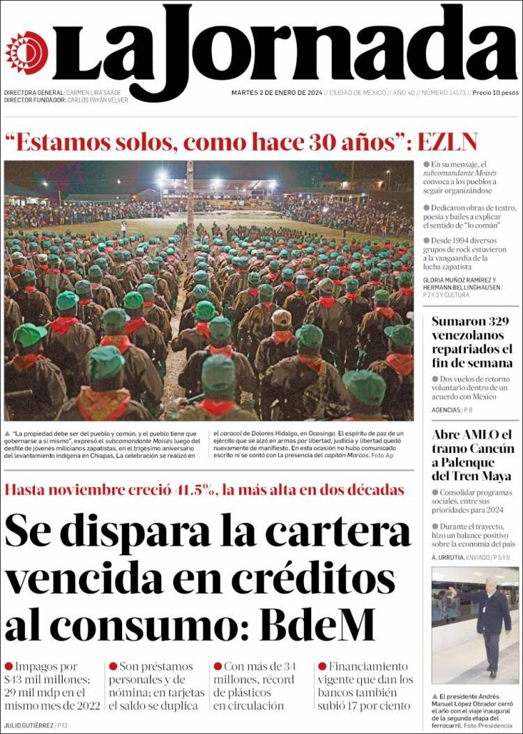 Portada de La Jornada (M&eacute;xico)