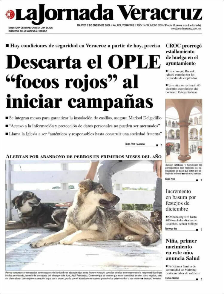 Portada de La Jornada Veracruz (M&eacute;xico)