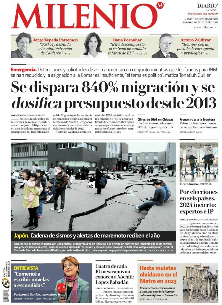 Portada de Milenio (M&eacute;xico)