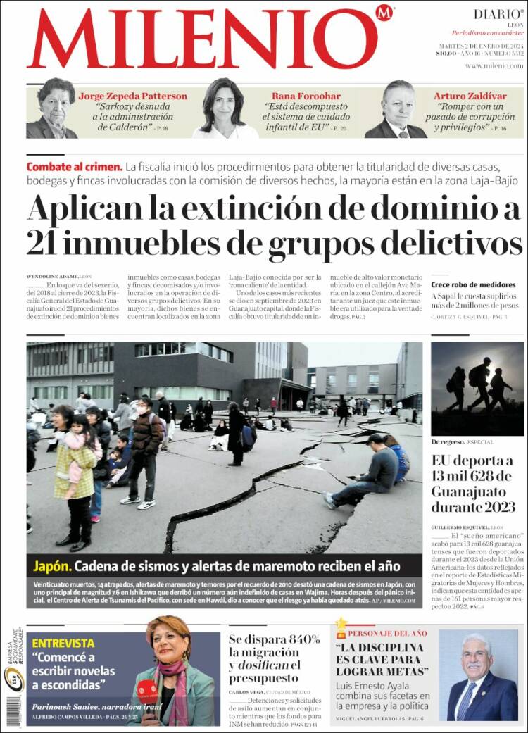 Portada de Milenio de León (M&eacute;xico)