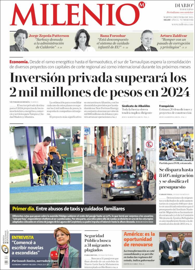 Portada de Milenio - Tamaulipas (M&eacute;xico)
