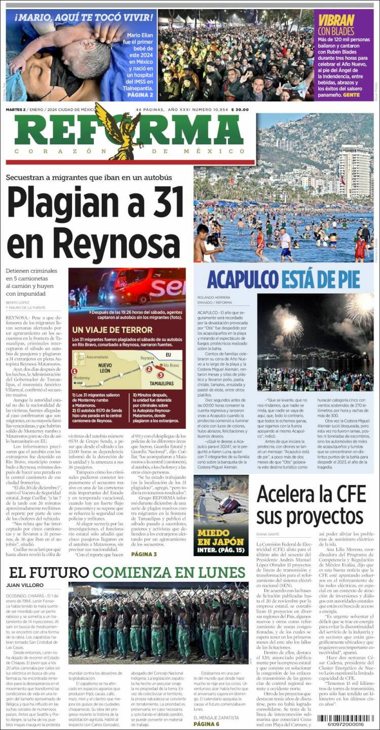 Portada de Reforma (M&eacute;xico)