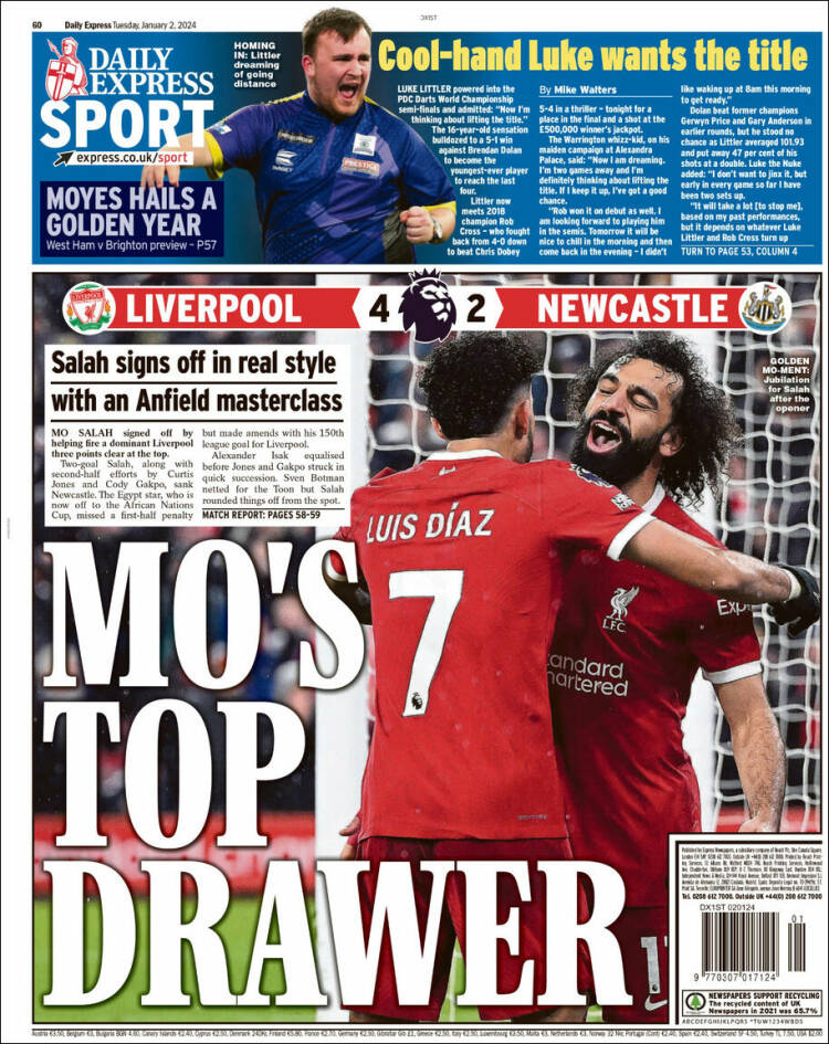 Portada de Express Sport (Reino Unido)