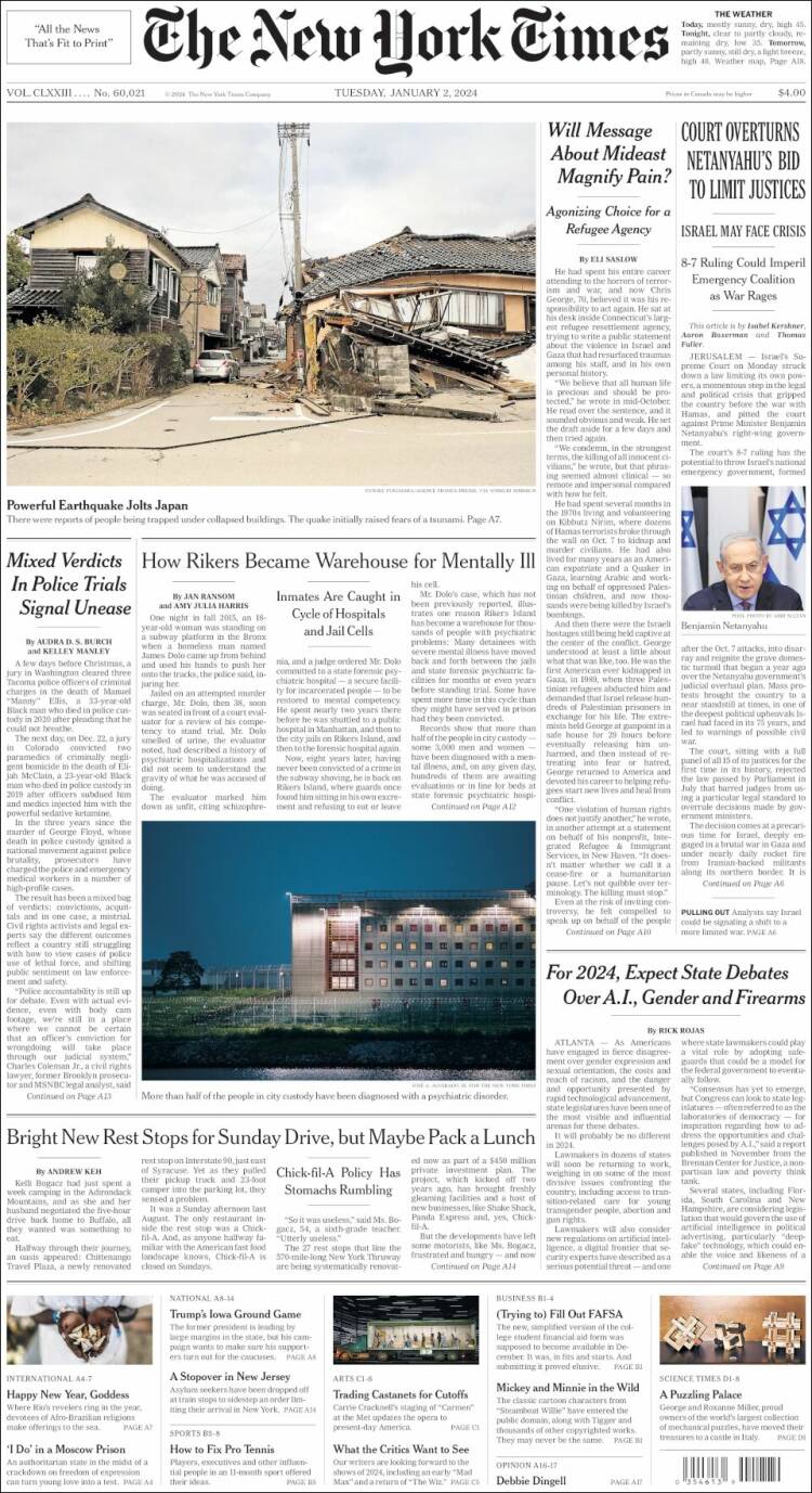 Portada de New York Times (USA)