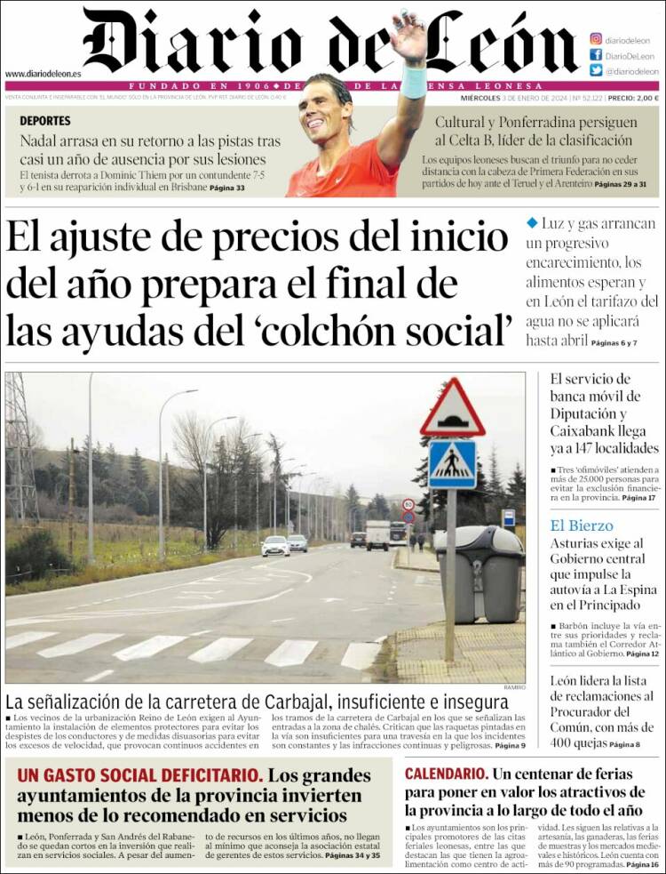 Portada de Diario de León (España)