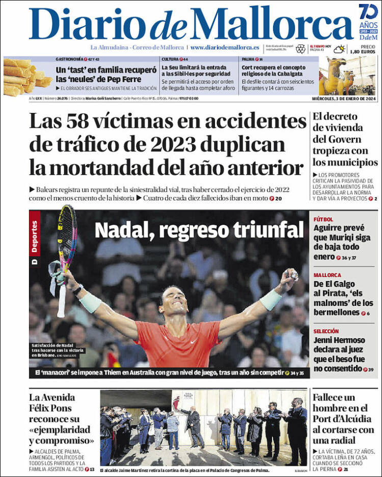 Portada de Diario de Mallorca (España)