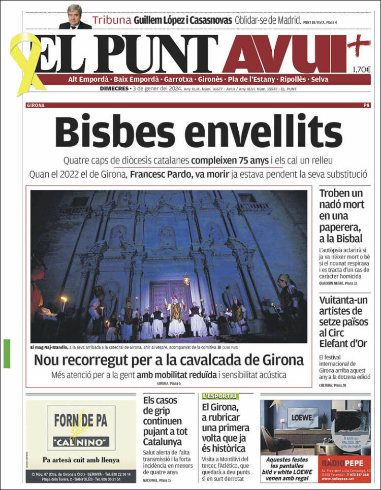 Portada de El Punt Avui - Girona (España)