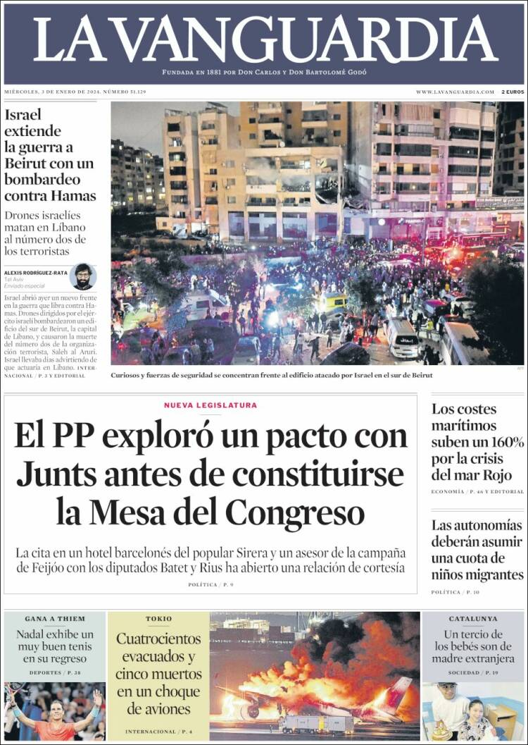 Portada de La Vanguardia (España)