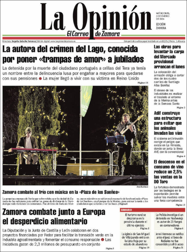 Portada de La Opinión - El Correo de Zamora (España)