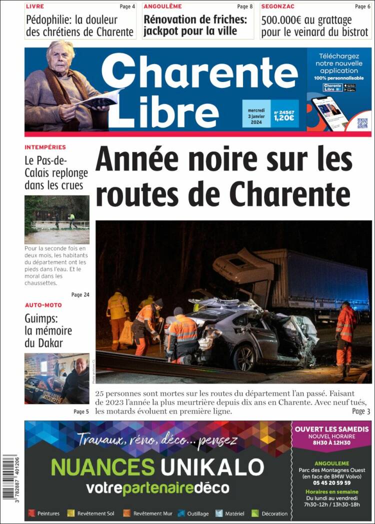 Portada de Charente Libre (Francia)