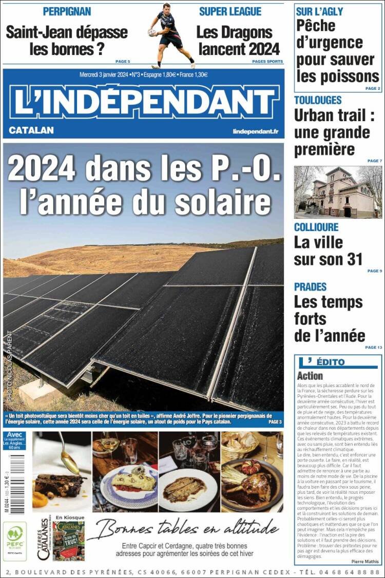 Portada de Le Indépendant (Francia)