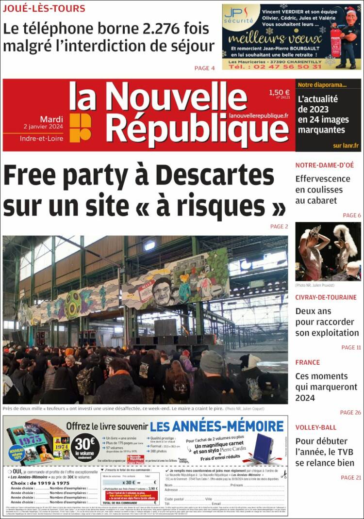 Portada de La Nouvelle Republique (Francia)