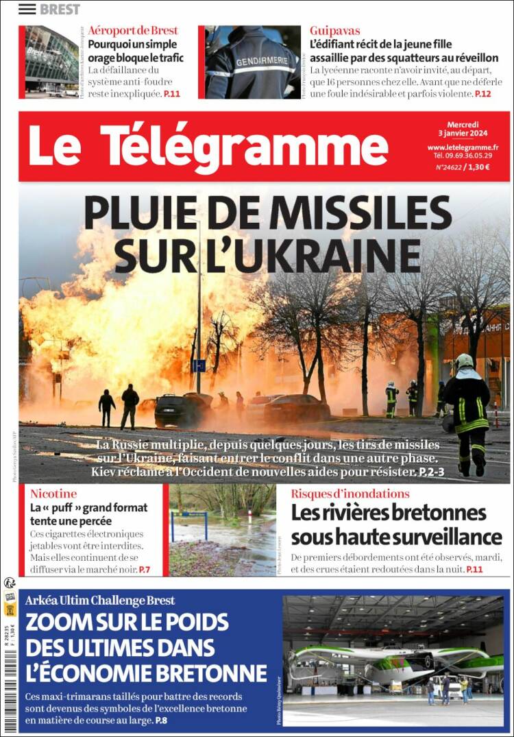 Portada de Télégramme (Francia)