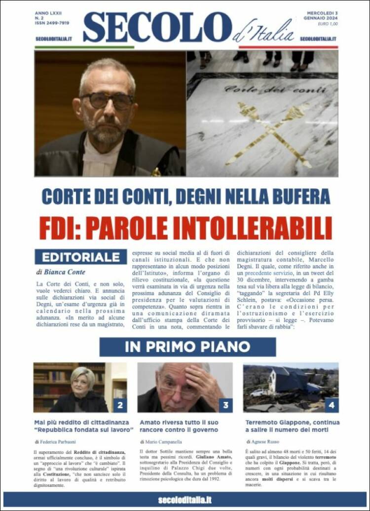 Portada de Secolo d'Italia (Italia)