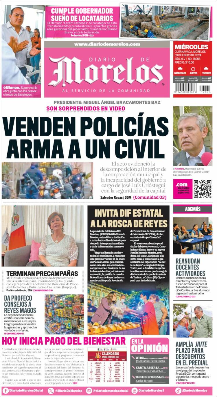 Portada de Diario de Morelos (M&eacute;xico)