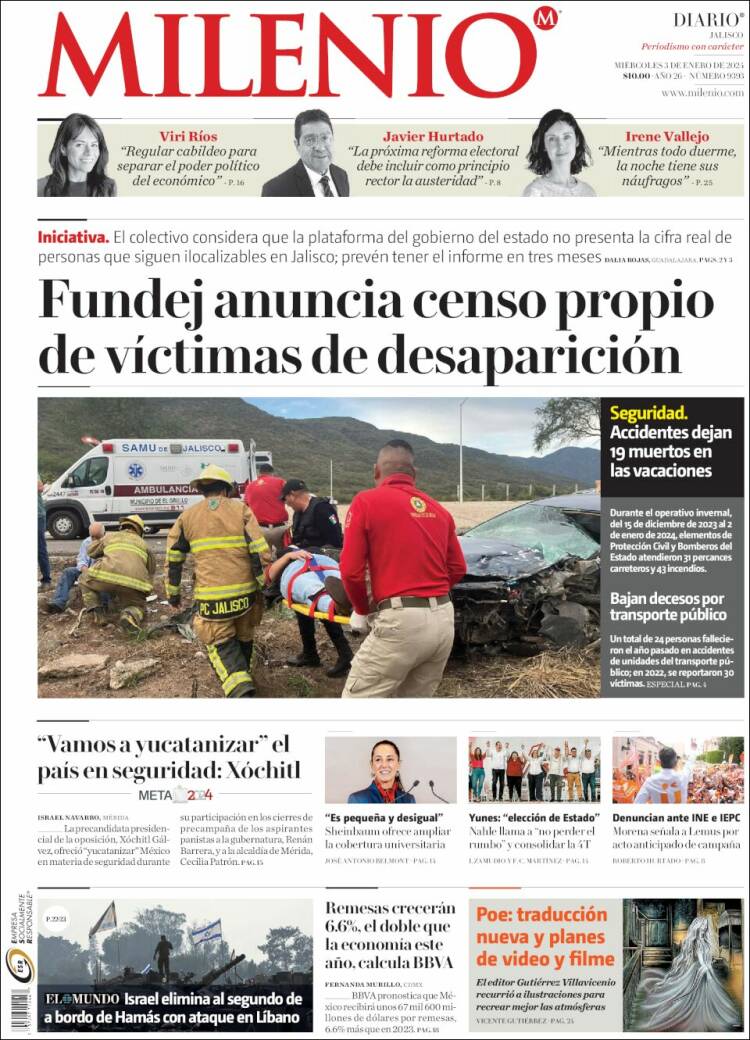 Portada de Milenio - Jalisco (M&eacute;xico)