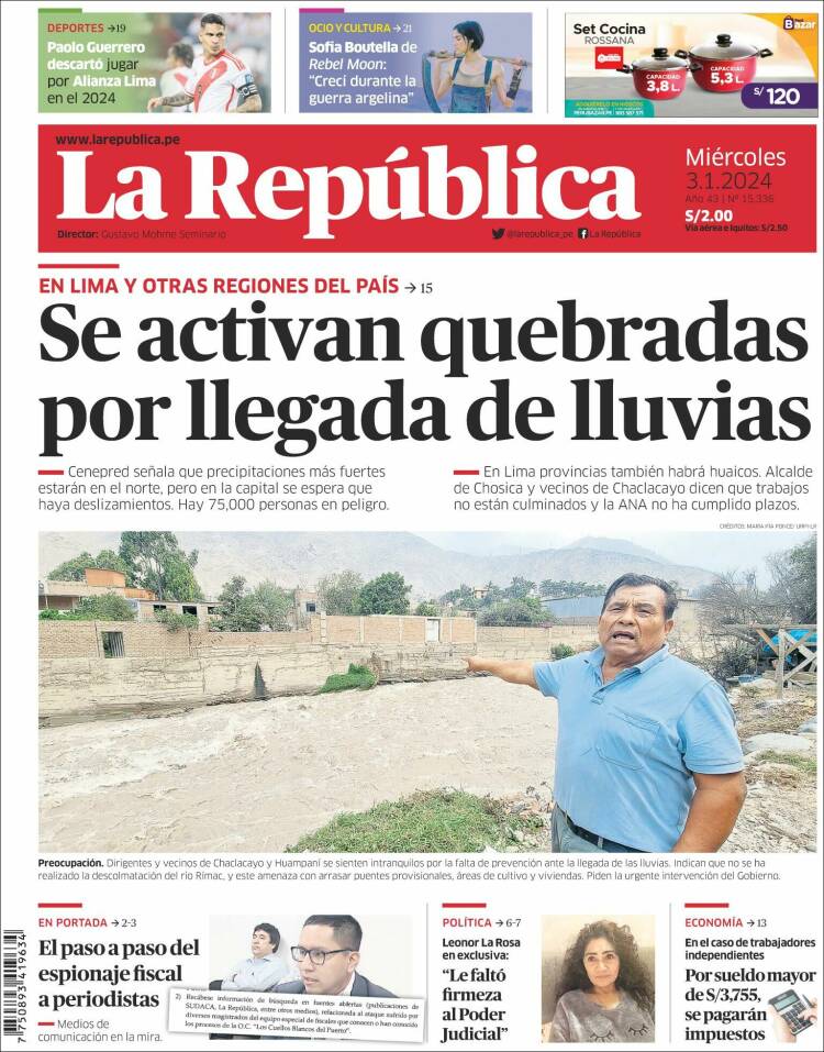 Portada de La Republica (Perú)